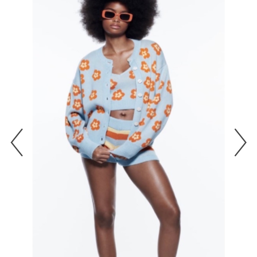 Zara 3 piece floral jacquard set NWT